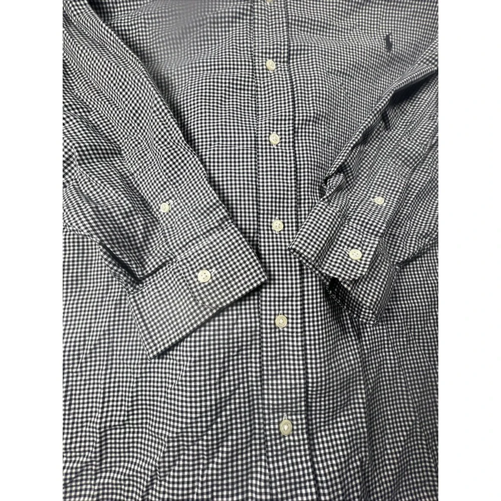 Polo Ralph Lauren Long Sleeve Button Down Black White Gingham Check Men's‎ 4XB